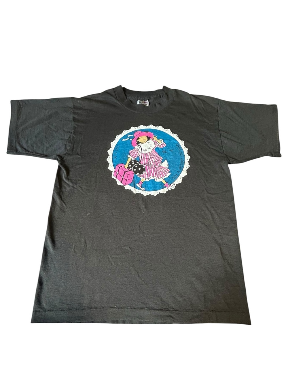 Vintage 1997 Mary Engelbreit Single Stitch Graphic Tee Black Medium